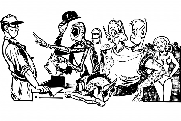 Vintage Science Fiction Lobby coloring page image