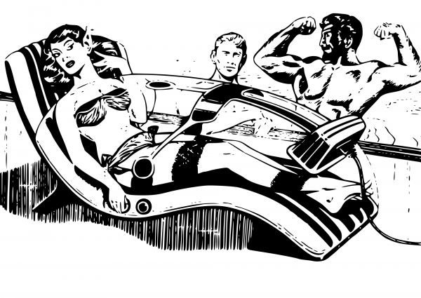 Vintage Science Fiction Swimming Pool coloring page image