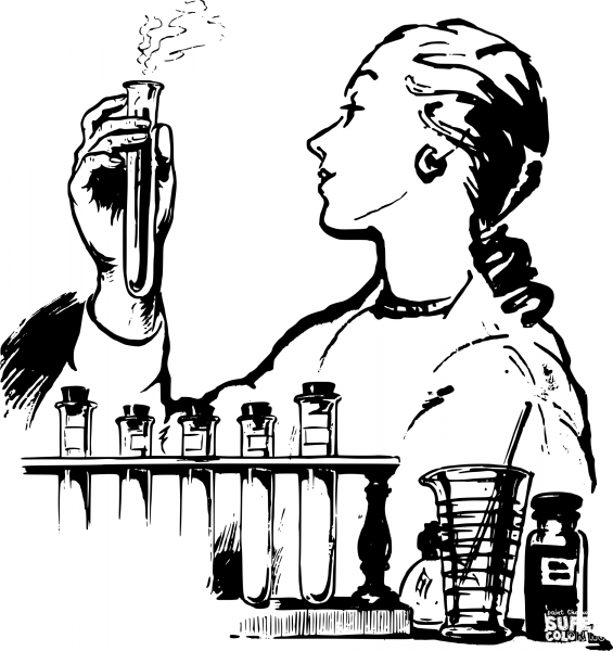 Vintage Scientist Woman coloring page image