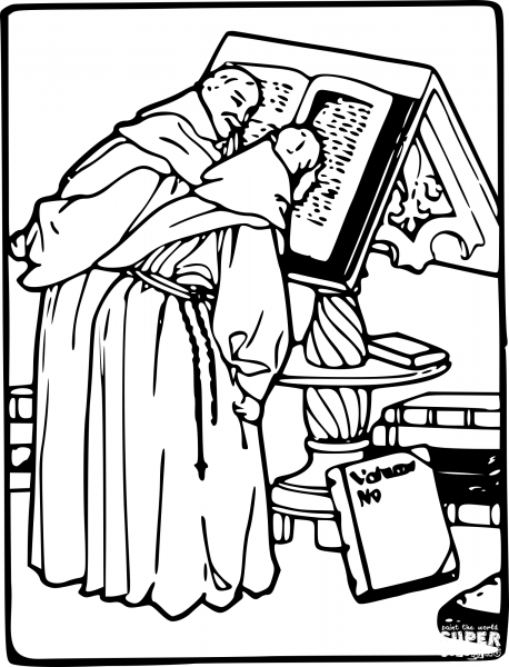 Vintage Scribes Reading coloring page image