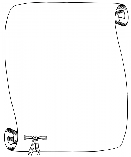 Vintage Scroll with Seal Frame coloring page image