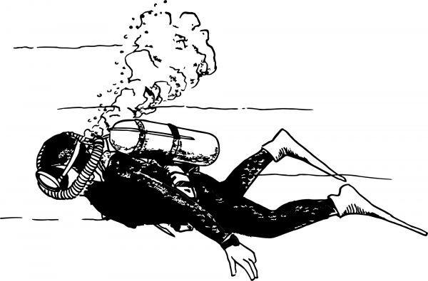 Vintage Scuba Diver coloring page image