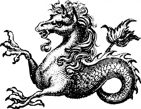 Vintage Sea Horse coloring page image