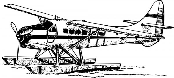 Vintage Sea Plane coloring page image