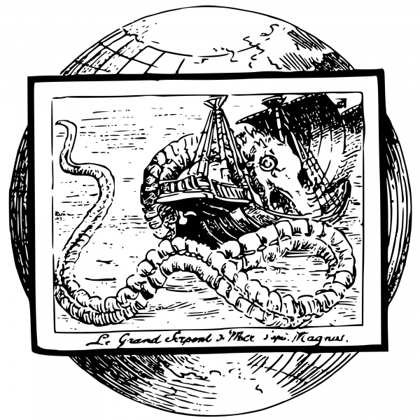 Vintage Sea Serpent coloring page image