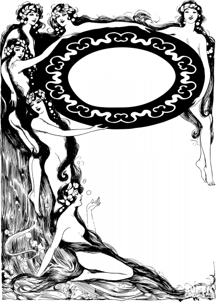 Vintage Sea Sirens coloring page image