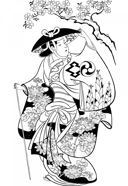 Vintage Shinonome coloring page image