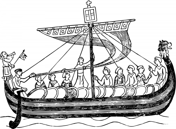 Vintage Ship from the Time of William the Conqueror coloring page image