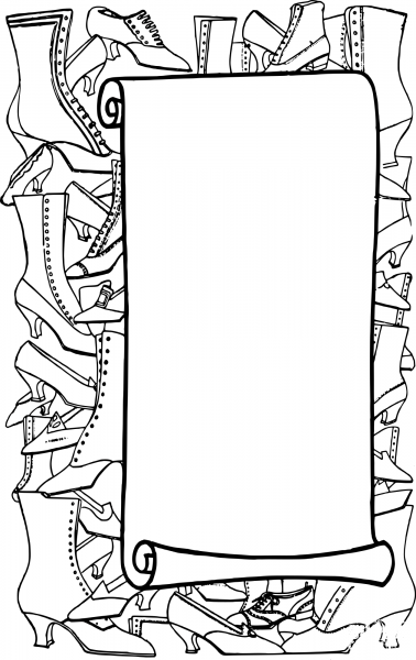 Vintage Shoe Scroll Frame coloring page image