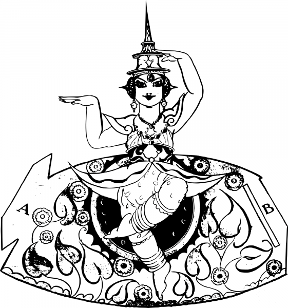 Vintage Siamese Doll Cutout coloring page image