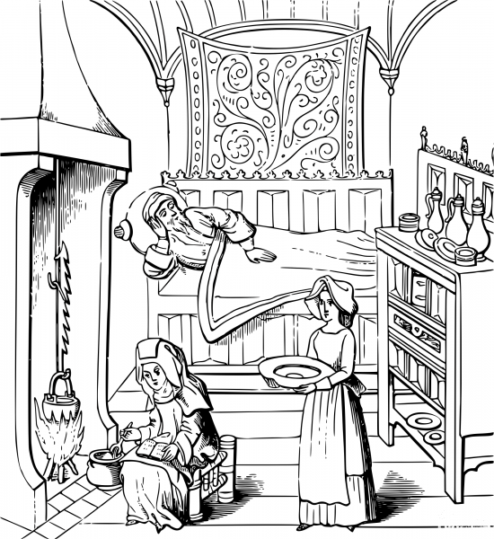 Vintage Sick Room coloring page image