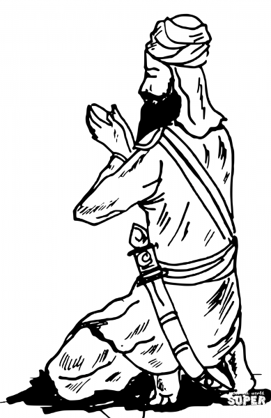 Vintage Sikh Praying coloring page image
