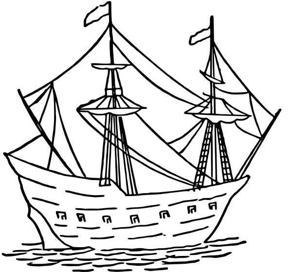 Vintage Simple Caravel coloring page image