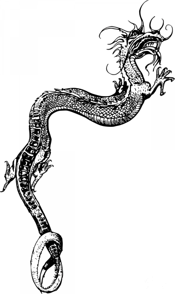 Vintage Simple Chinese Dragon coloring page image