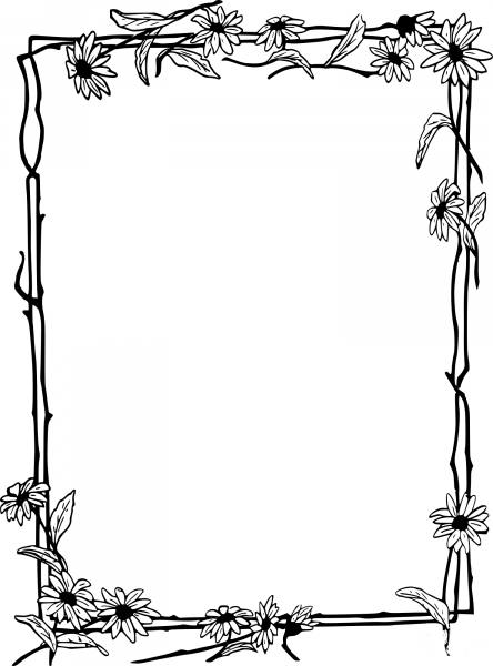 Vintage Simple Daisy Frame coloring page image