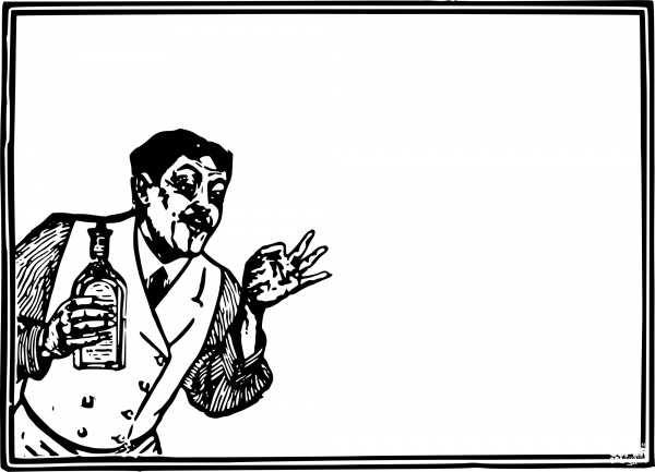 Vintage Simple Drinking Guy Frame coloring page image