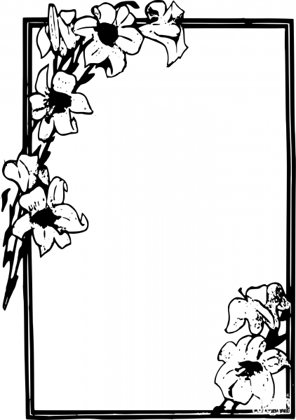 Vintage Simple Flower Frame coloring page image