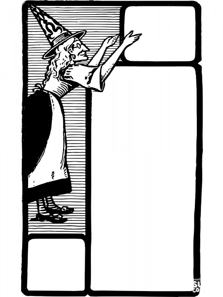Vintage Simple Witch Frame coloring page image