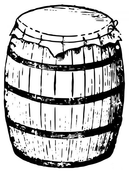 Vintage Simple Wooden Barrel coloring page image