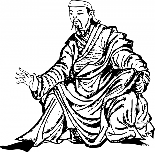 Vintage Sitting Chinese Man coloring page image