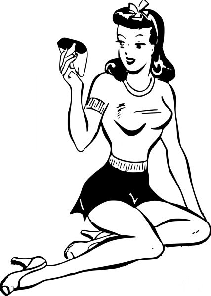 Vintage Sitting Woman coloring page image