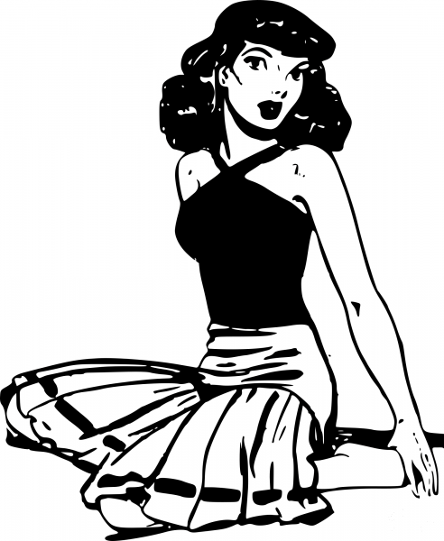 Vintage Sitting Woman coloring page image