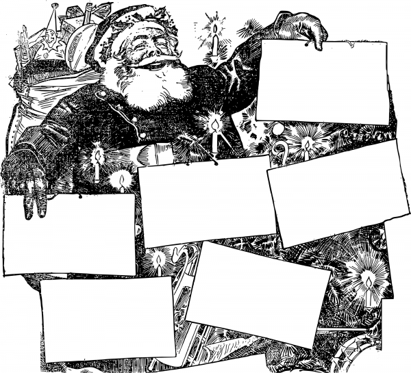 Vintage Six Frame Santa coloring page image