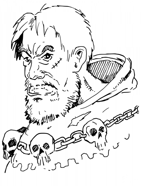 Vintage Skully Bandit coloring page image
