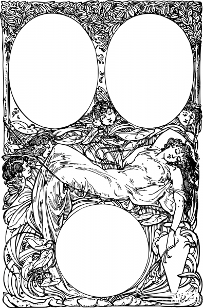 Vintage Sleeping Lady Frame coloring page image