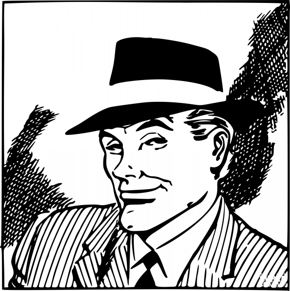 Vintage Smiling Guy in Hat coloring page image