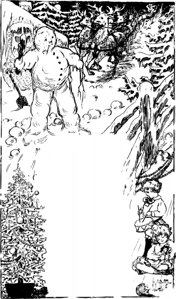 Vintage Snowman Frame coloring page image