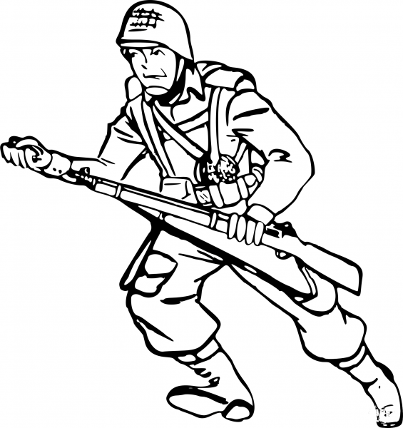 Vintage Soldier Charging coloring page image