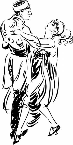 Vintage Solider and a Lady Dancing coloring page image