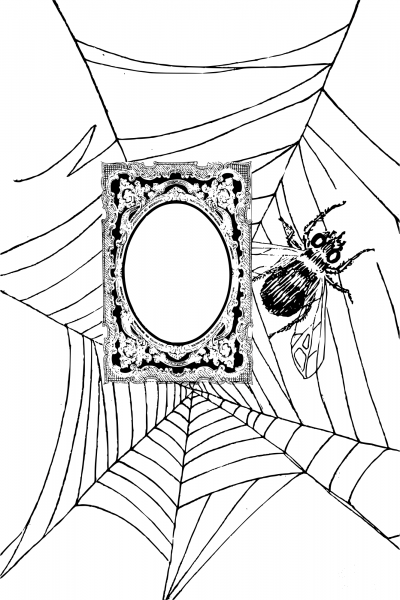 Vintage Spiderweb Frame coloring page image