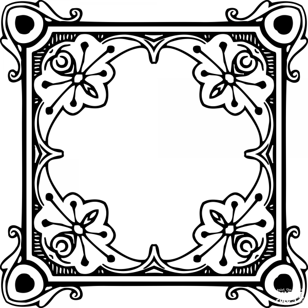 Vintage Square Frame coloring page image