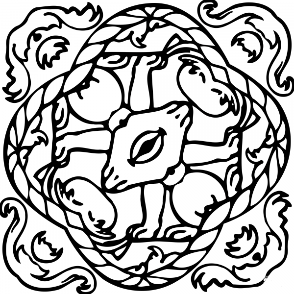 Vintage Square Ornament coloring page image