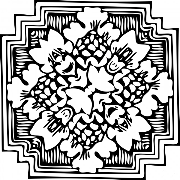 Vintage Square Ornament coloring page image