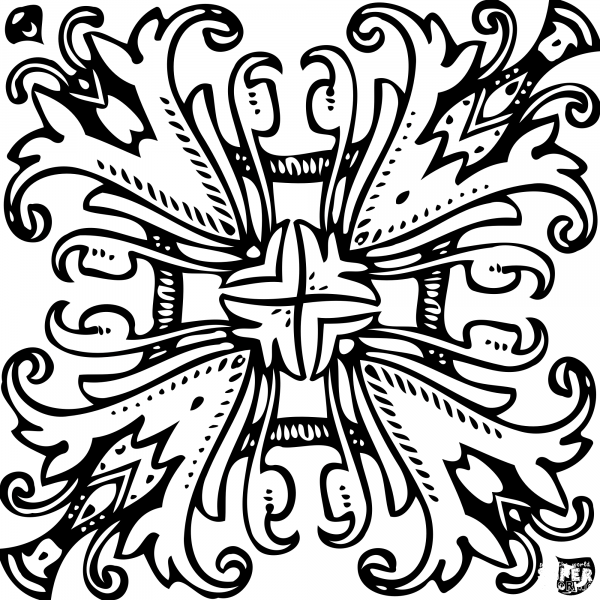 Vintage Square Ornament coloring page image