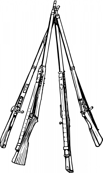 Vintage Stack of Guns coloring page image