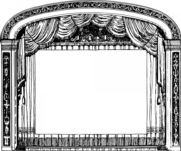Vintage Stage Curtain Frame coloring page image