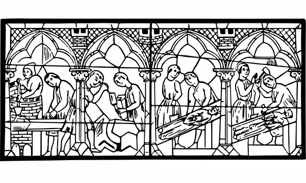 Vintage Stained Glass Window coloring page image