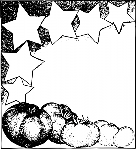Vintage Star Tomatoes Frame coloring page image
