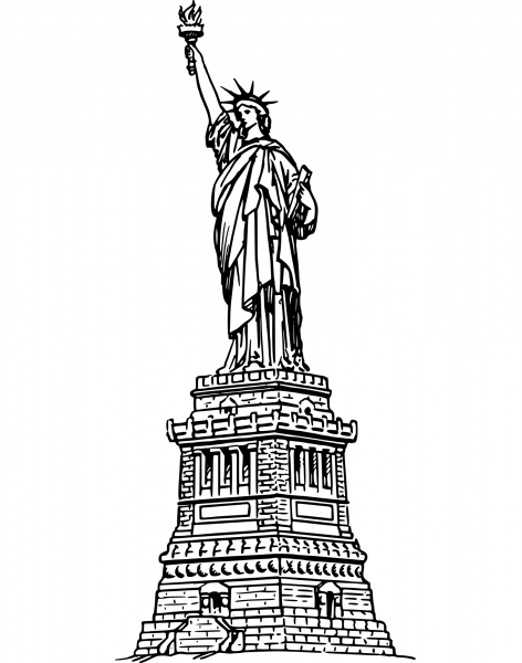Vintage Statue of Liberty coloring page image