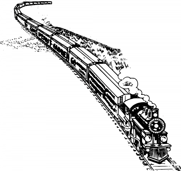 Vintage Steam Train coloring page image
