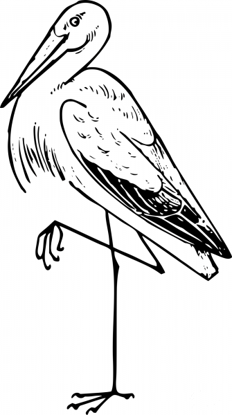 Vintage Stork coloring page image
