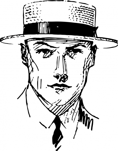 Vintage Straw Hat Man coloring page image
