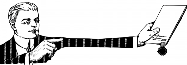 Vintage Stretchy Hand with a Paper coloring page image