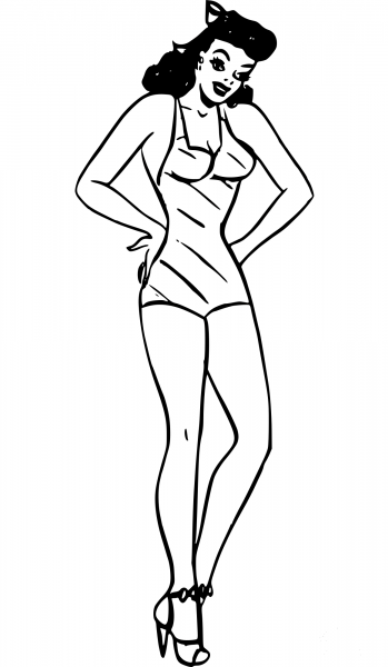 Vintage Striped Swimsuit coloring page image