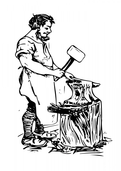 Vintage Strong Blacksmith coloring page image