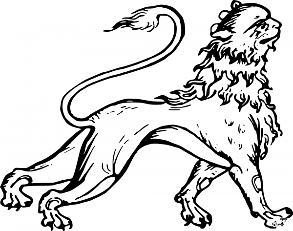 Vintage Stylised Lion coloring page image
